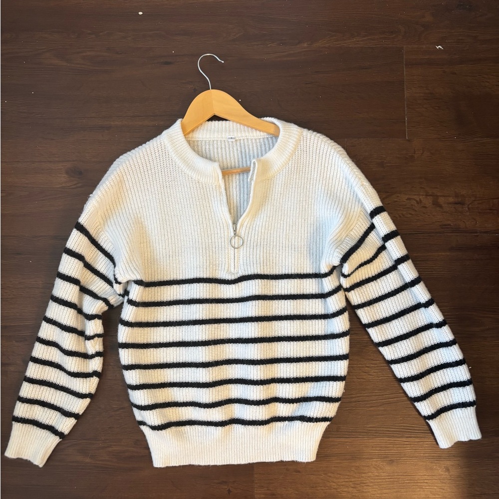 Striped White and Black Sweater